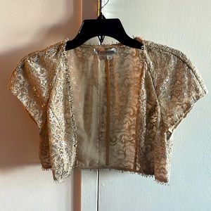 Beautiful silver metallic lace and nude shrug